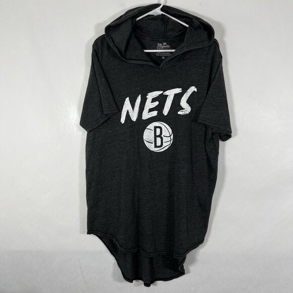 Brooklyn Nets Kevin Durant Short Sleeve Hoodie Mens Size XL Black Majestic - Picture 1 of 9